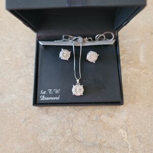 Diamond Earrings and Necklace Set